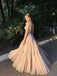 Elegant V-neck Sleeveless A-line Tulle Long Prom Dresses Online, OL515