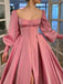 Formal Sweetheart Full Sleeve A-line Satin Long Evening Prom Dresses Online, OLP639