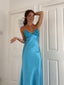 Formal Spaghetti Strap Sleeveless Mermaid Satin Long Prom Dresses Online, OL555