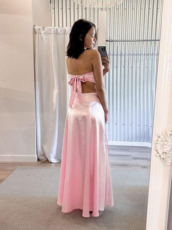 Simple Sweetheart Sleeveless Mermaid Satin Long Evening Prom Dresses Online, OLP775