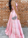 Cute Spaghetti Strap V-neck Sleeveless A-line Long Prom Dresses Online, OLP607