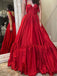 Formal Spaghetti Strap Sleeveless A-line Satin Long Prom Dresses Online, OLP623