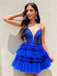 Sexy Spaghetti Strap V-neck Sleeveless Short A-line Tulle Homecoming Dresses For Party Online, HD0859