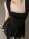 Elegant Square Sleeveless A-line Satin Black Homecoming Dresses For Party Online, HD0986