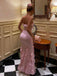 Cute Halter Sleeveless Mermaid Satin Long Evening Prom Dresses Online, OLP679