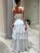 Cute Sweetheart Sleeveless A-line Tulle Ruffles Long Prom Dresses Online, OL539