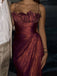 Elegant Spaghetti Strap Sleeveless Mermaid Satin Long Evening Prom Dresses Online, OLP731