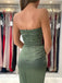 Sexy Sweetheart Sleeveless Mermaid Satin Green Long Prom Dresses With Trailing Online, OL569