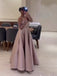 Elegant Sweetheart Full Sleeve A-line Satin Long Prom Dresses Online, OLP591