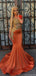 Sparkly Orange One-Shoulder Mermaid Long Prom Dress Ideas, Evening Party Dresses, OLP1452