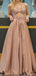 Modern Pink A-Line Prom Dress Unique Cut-Out Bodice Strappy V-Neck Pleated Evening Gown,OLP1723