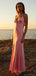 Pretty Pink Satin Maxi Mermaid Prom Dress with Tie-Front Cutout,OLP1784