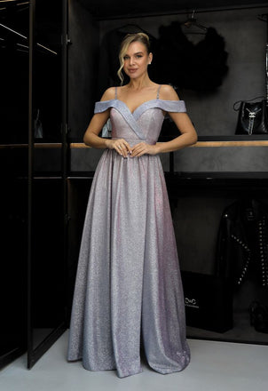 Unique Blue Off-Shoulder A-Line Long Prom Dress Ideas, Evening Party Dresses, OLP1523