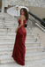 Sophisticated Burgundy One Shoulder Satin Prom Dress in a Slim Fit,OLP2041