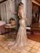 Sparkly Champagne V-Neck Long Sleeve Mermaid Long Prom Dress Ideas, Evening Party Dresses, OLP1617