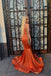 Sparkly Orange One-Shoulder Mermaid Long Prom Dress Ideas, Evening Party Dresses, OLP1452