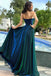 Unique Navy Blue Spaghetti Strap A-Line Long Prom Dress Ideas, Evening Party Dresses, OLP1591