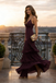 Elegant Purple Chiffon Evening Dress Tiered Ruffle Skirt V Neck Sexy Prom Gown,OLP1914