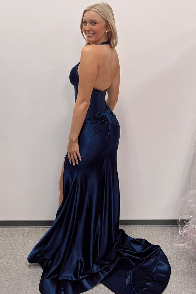 Elegant Green V-Neck Mermaid Side Slit Long Prom Dress Ideas, Evening Party Dresses, OLP1644