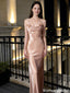 Pretty Rose Gold Satin Slip Prom Dress with Chic Cowl Neck and Open Back,OLP1955