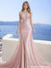Glamorous Rose Gold Sequin Prom Dress Bardot Sleeves Luxury Cathedral Train,OLP2008