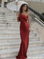Sophisticated Burgundy One Shoulder Satin Prom Dress in a Slim Fit,OLP2041