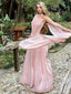 Elegant Pink One-Shoulder A-Line Long Prom Dress Ideas, Evening Party Dresses, OLP1391