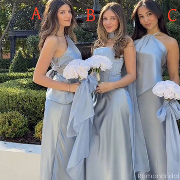 Elegant Blue Mismatched Sleeveless Mermaid Long Bridesmaid Dresses Online, BG910