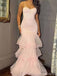 Elegant Pink Spaghetti Strap Mermaid Long Prom Dress Ideas, Evening Party Dresses, OLP1429