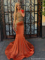 Sparkly Orange One-Shoulder Mermaid Long Prom Dress Ideas, Evening Party Dresses, OLP1452