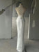 Elegant Halter Mermaid Beading Sleeveless White Long Prom Dresses with Belt, OL708