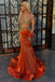 Sparkly Orange One-Shoulder Mermaid Long Prom Dress Ideas, Evening Party Dresses, OLP1452