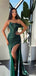 Shiny Green Sweetheart Mermaid Side Slit Long Prom Dress Ideas, Evening Party Dresses, OLP1606