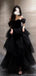Elegant Black Off-Shoulder A-Line Long Prom Dress Ideas, Evening Party Dresses, OLP1392