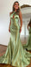 Elegant Green V-Neck Mermaid Long Prom Dress Ideas, Evening Party Dresses, OLP1633