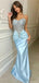 Elegant Blue Spaghetti Strap Mermaid Long Prom Dress Ideas, Evening Party Dresses, OLP1673