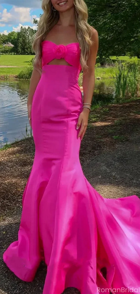 Elegant Pink Sweetheart Mermaid Long Prom Dress Ideas, Evening Party Dresses, OLP1466