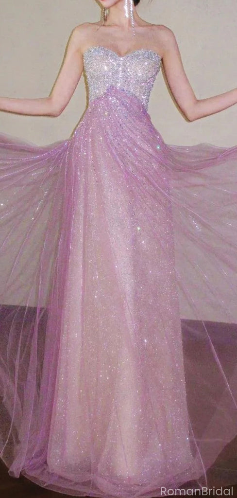 Sparkly Pink Sweetheart Mermaid Long Prom Dress Ideas, Evening Party Dresses, OLP1555