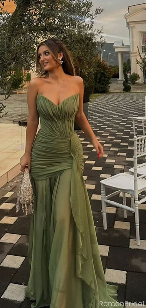 Unique Green Sweetheart Mermaid Long Prom Dress Ideas, Evening Party Dresses, OLP1496