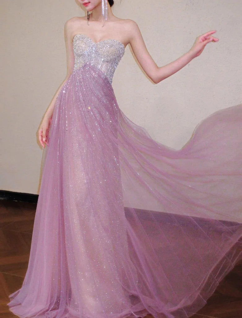 Sparkly Pink Sweetheart Mermaid Long Prom Dress Ideas, Evening Party Dresses, OLP1555