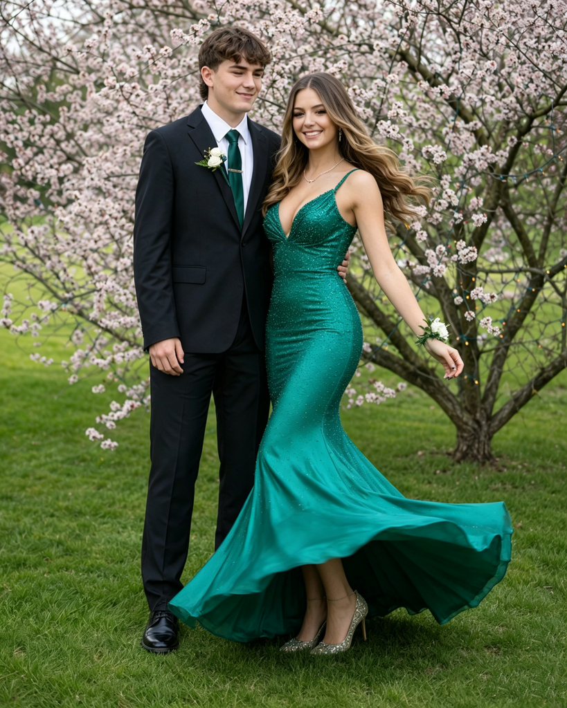 Sexy Dark Green Mermaid Prom Dress Sparkly Crystal Sweetheart Floor Length,OLP2262