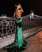 Sexy Green Spaghetti Strap Mermaid Long Prom Dress Ideas, Evening Party Dresses, OLP1645
