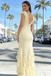 Beautiful Yellow Chiffon Prom Gown V-Neck Ruffle Sleeves Tiered Trumpet Hem,OLP1985
