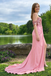 Modern Pink Sequin Prom Dress Sexy High Slit Strapless Sweetheart Neck Gown,OLP1915