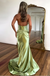 Elegant Green V-Neck Mermaid Long Prom Dress Ideas, Evening Party Dresses, OLP1633