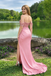 Modern Pink Sequin Prom Dress Sexy High Slit Strapless Sweetheart Neck Gown,OLP1915