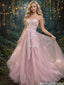 Fancy Mauve Sparkly Tulle Ball Gown with Shimmering Sequin Vine Embroidery,OLP1900