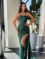 Shiny Green Sweetheart Mermaid Side Slit Long Prom Dress Ideas, Evening Party Dresses, OLP1606
