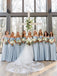 Elegant Off Shoulder A-line Light Blue Bridesmaid Dresses Online, BG391