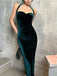 Elegant Mermaid Halter Sweetheart Velvet Prom Dresses Online, OL715